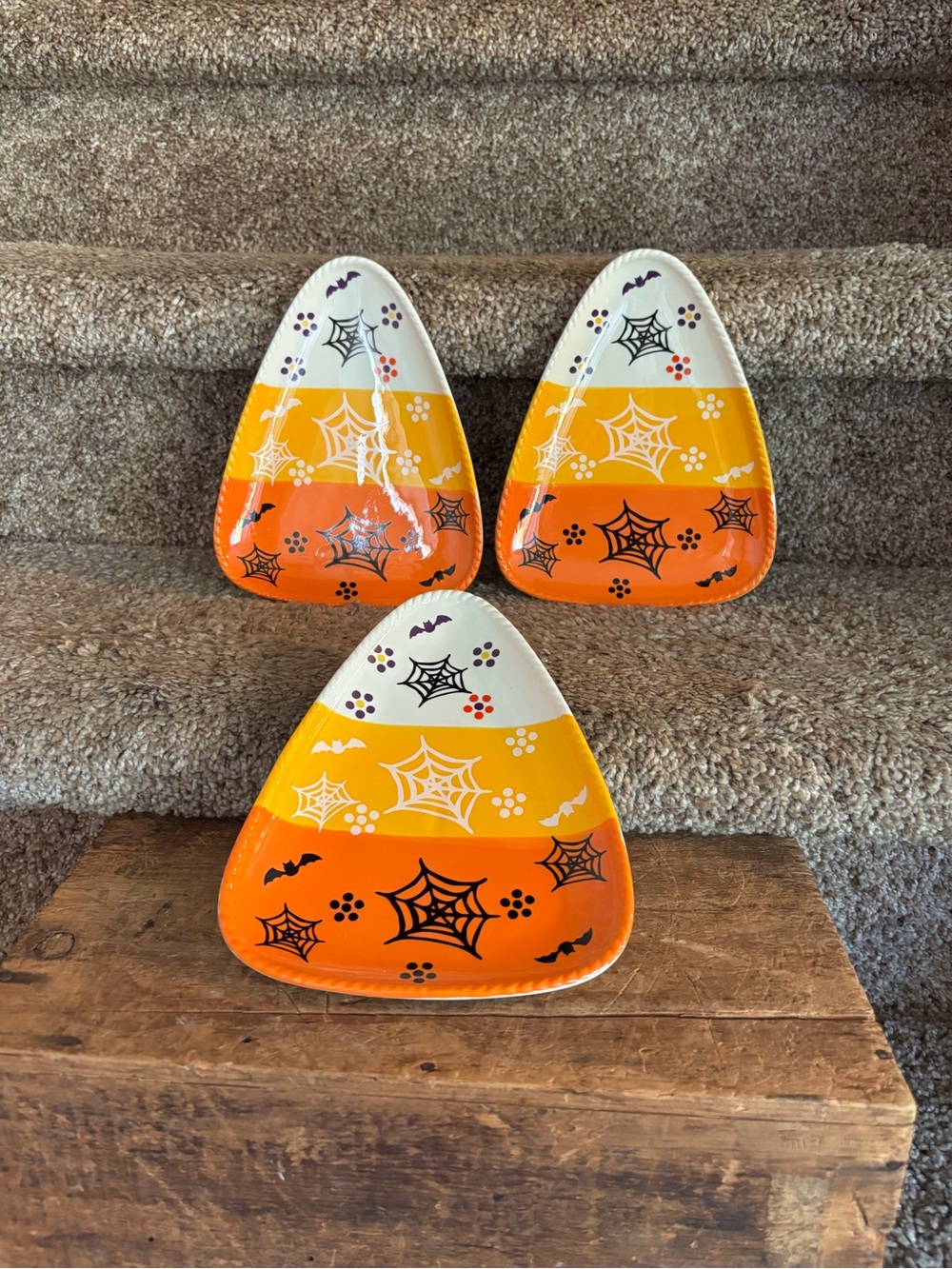 Halloween Candy Corn Decorative Snack Plates - Orange, Yellow, White -
